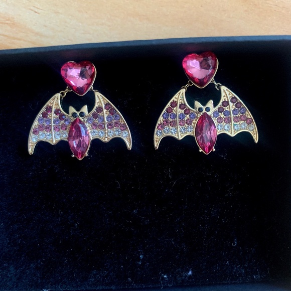 Serra Bat Sparkling Gold Earrings - Picture 1 of 3